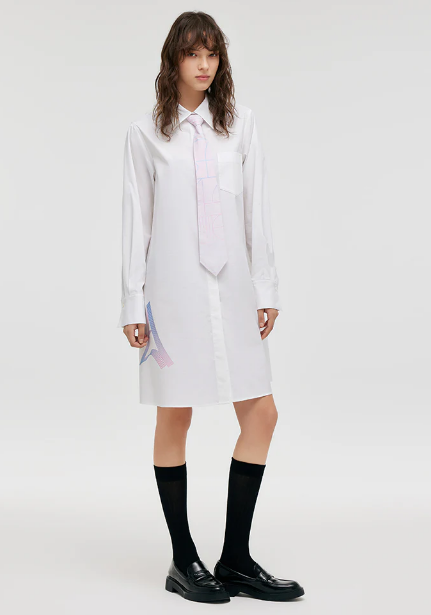 Shirt Dress With Necktie